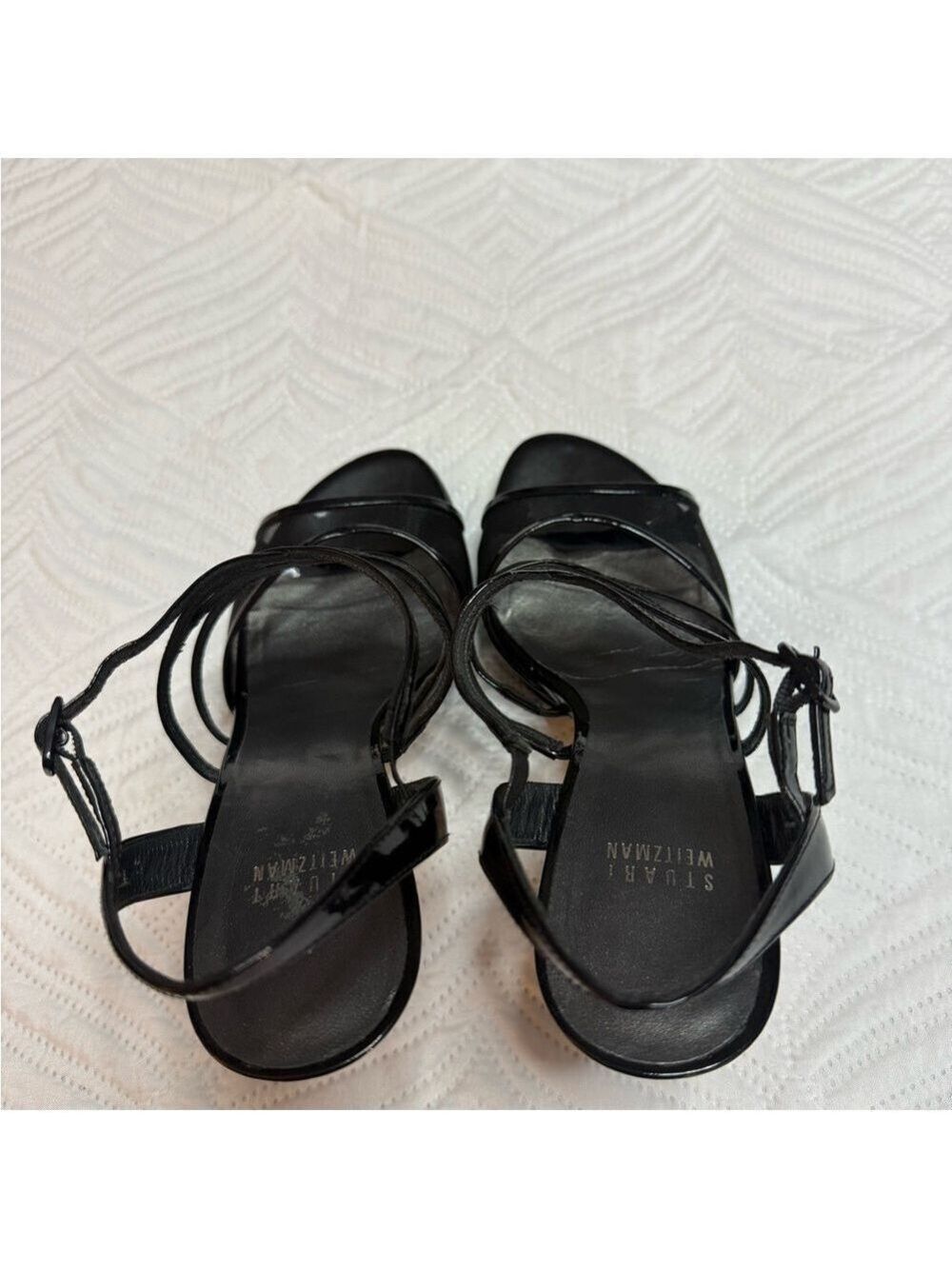 Stuart Weitzman women’s Black Patent Leather Strappy Heel Shoes. Size 8.5 - Picture 5 of 8